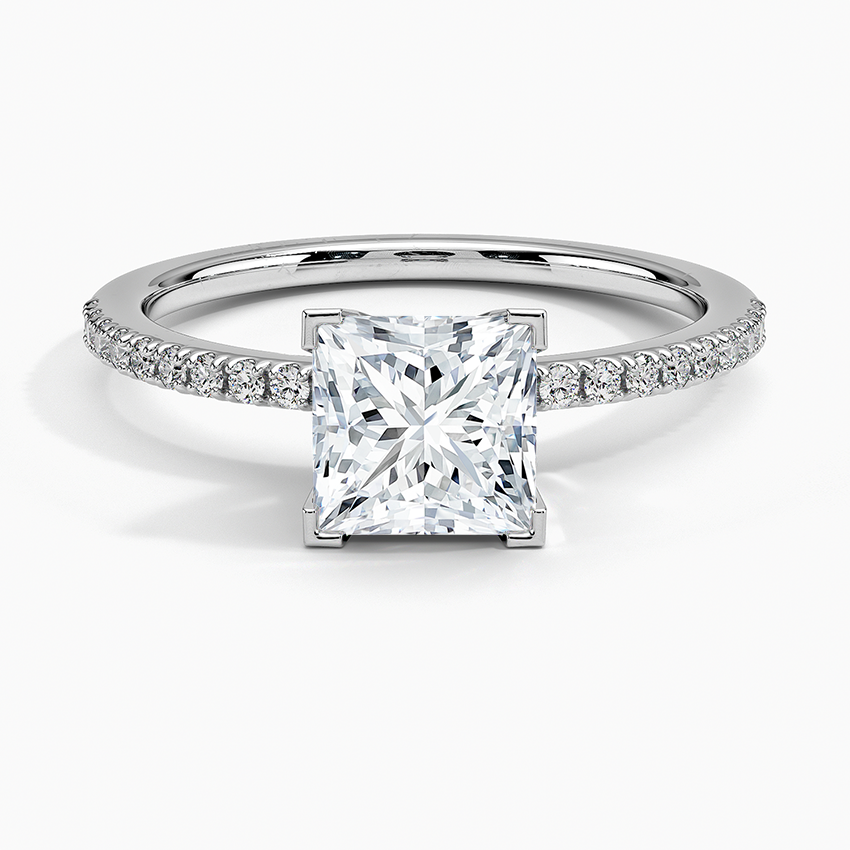 Ballad Half Coverage Diamond Ring (1/8 ct. tw.) Platinum Princess Engagement Ring