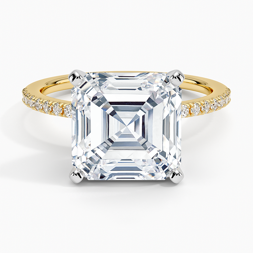 Ballad Half Coverage Diamond Ring (1/8 ct. tw.) Yellow Gold 18k Asscher Engagement Ring