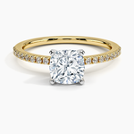 Ballad Half Coverage Diamond Ring (1/8 ct. tw.) Yellow Gold 18k Cushion Engagement Ring