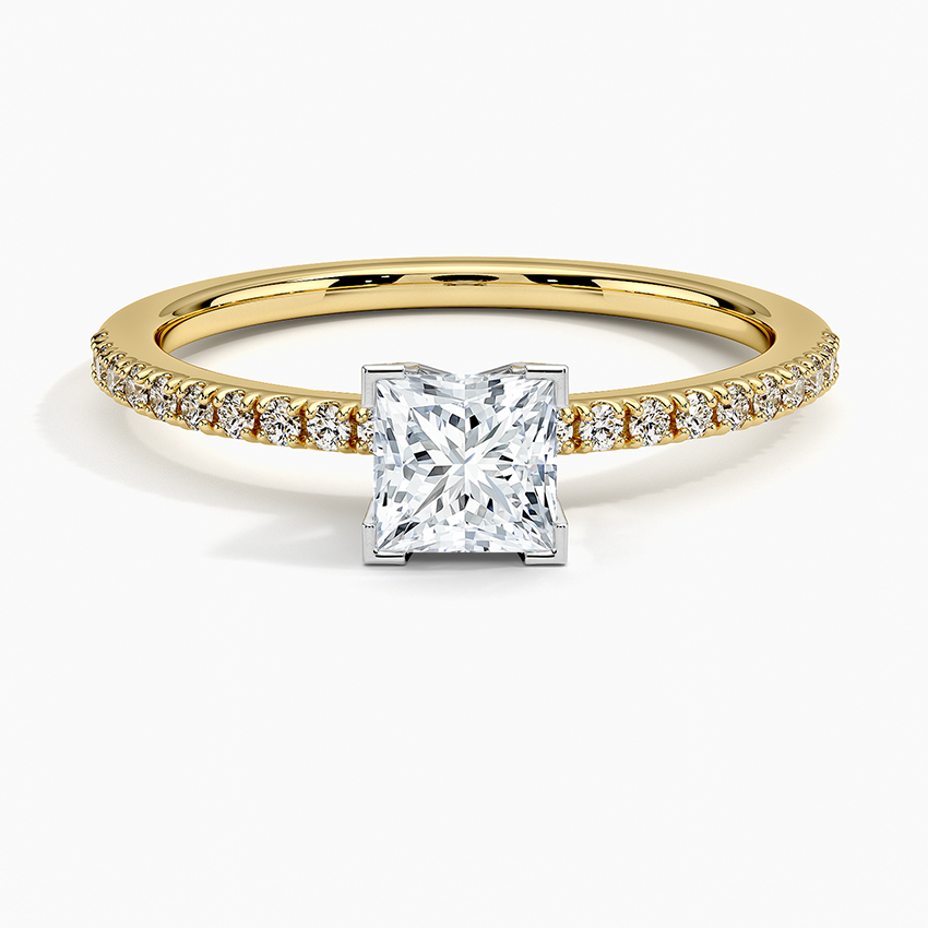 Ballad Half Coverage Diamond Ring (1/8 ct. tw.) Yellow Gold 18k Princess Engagement Ring