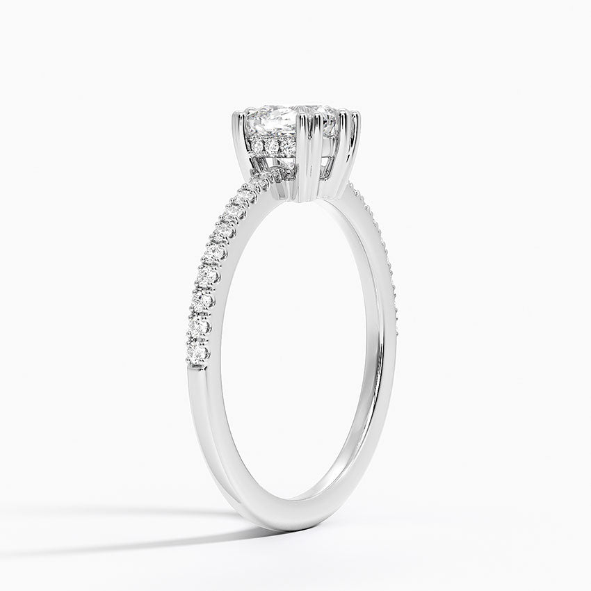 Luxe Kalina Hidden Halo Diamond Ring Platinum Cushion Engagement Ring