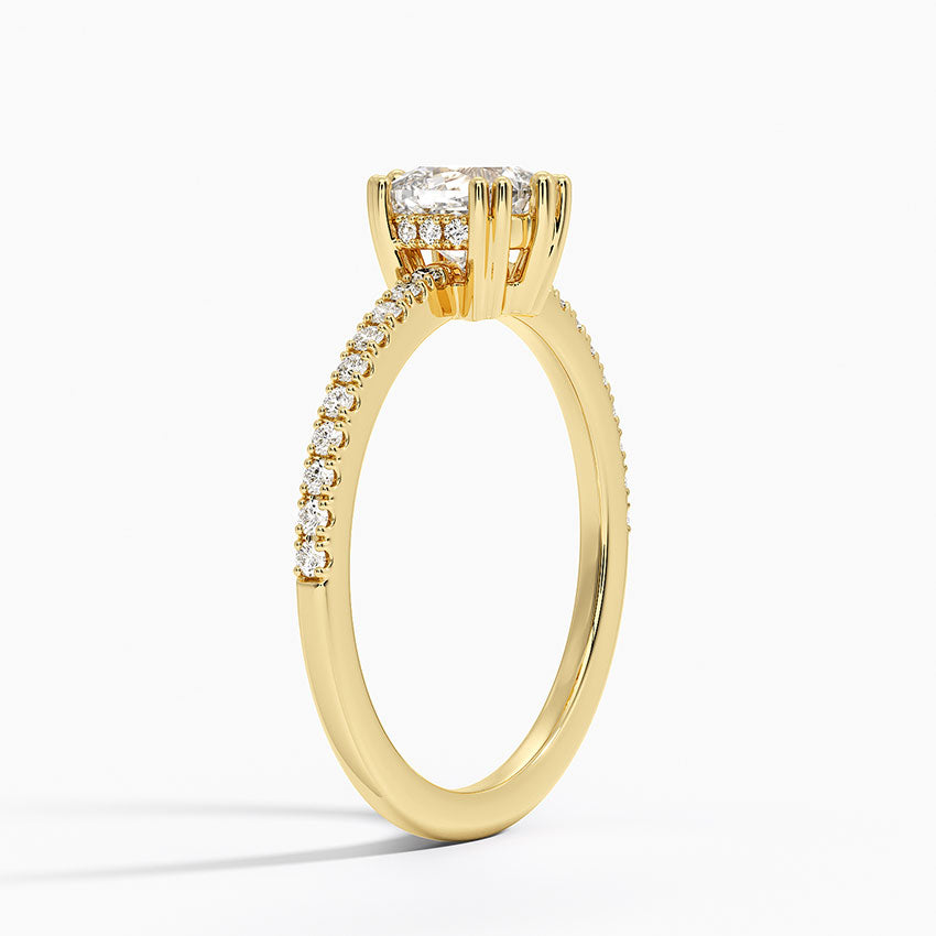 Luxe Kalina Hidden Halo Diamond Ring Yellow Gold 18k Cushion Engagement Ring