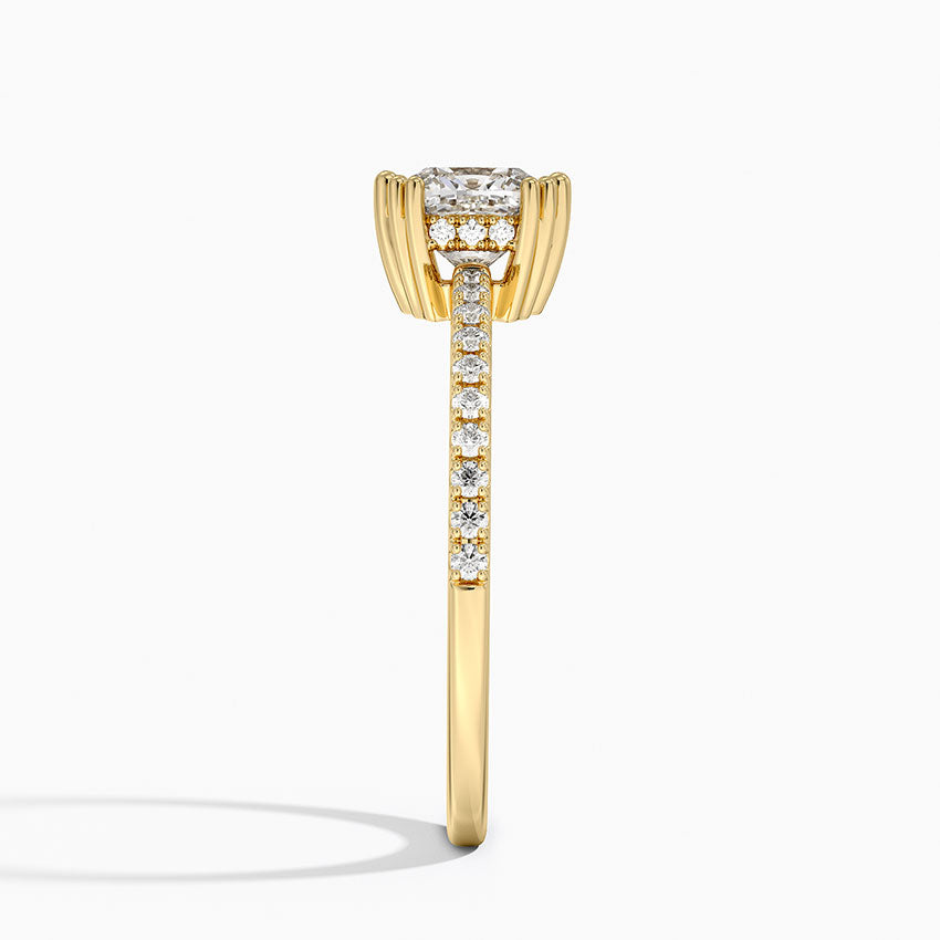 Luxe Kalina Hidden Halo Diamond Ring Yellow Gold 18k Cushion Engagement Ring