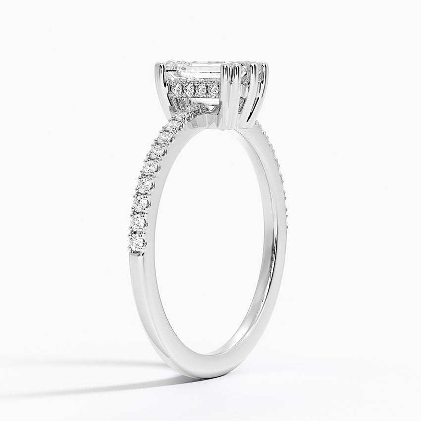Luxe Kalina Hidden Halo Diamond Ring Platinum Emerald Engagement Ring