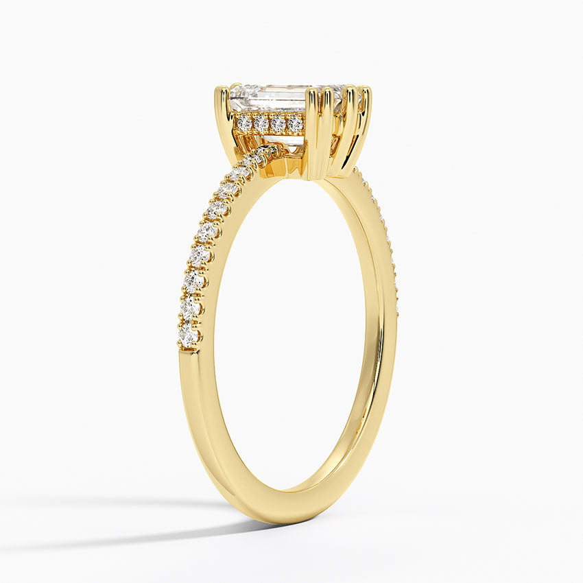 Luxe Kalina Hidden Halo Diamond Ring Yellow Gold 18k Emerald Engagement Ring