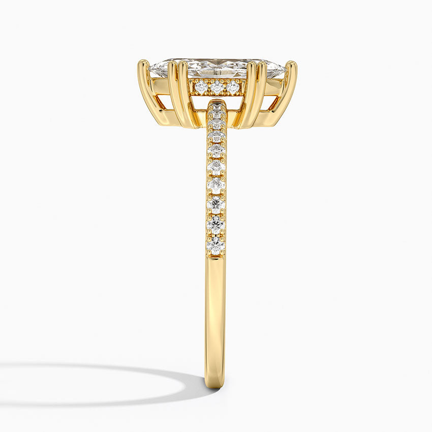 Luxe Kalina Hidden Halo Diamond Ring Yellow Gold 18k Marquise Engagement Ring
