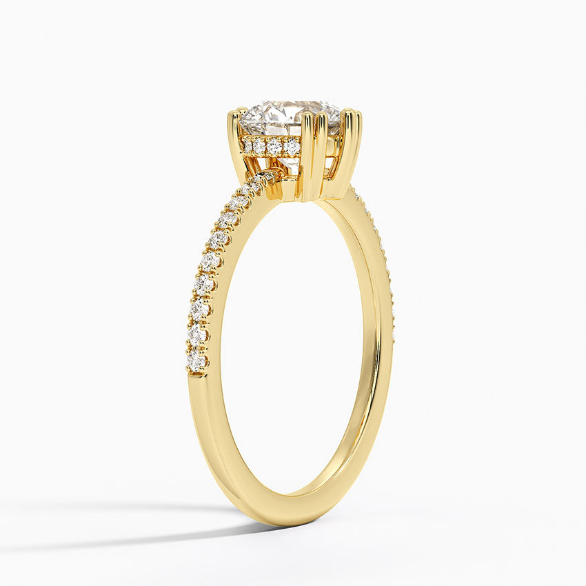 Luxe Kalina Hidden Halo Diamond Ring Yellow Gold 18k Round Engagement Ring