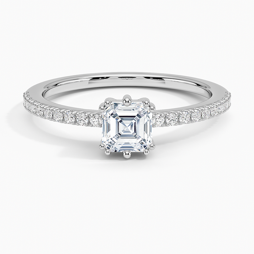 Luxe Kalina Hidden Halo Diamond Ring Platinum Asscher Engagement Ring