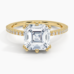 Luxe Kalina Hidden Halo Diamond Ring Yellow Gold 18k Asscher Engagement Ring