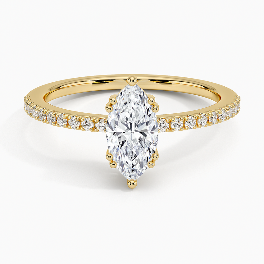 Luxe Kalina Hidden Halo Diamond Ring Yellow Gold 18k Marquise Engagement Ring