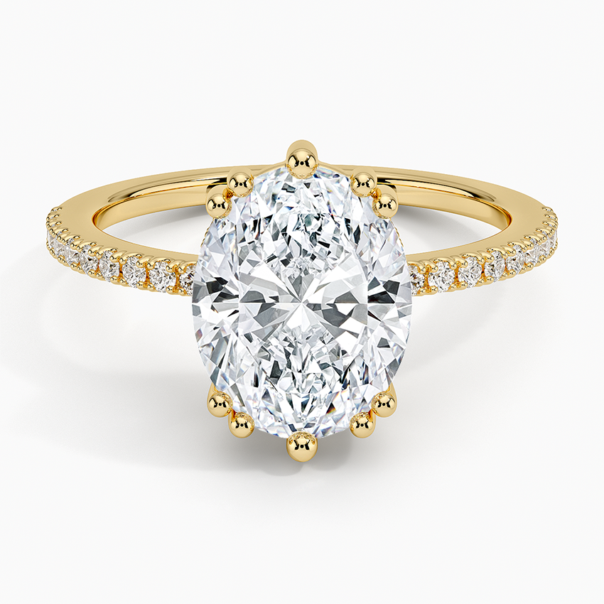 Luxe Kalina Hidden Halo Diamond Ring Yellow Gold 18k Oval Engagement Ring