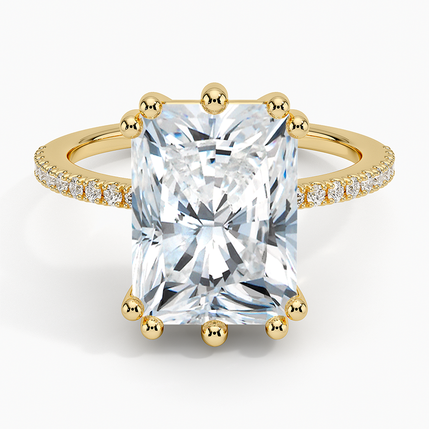 Luxe Kalina Hidden Halo Diamond Ring Yellow Gold 18k Radiant Engagement Ring