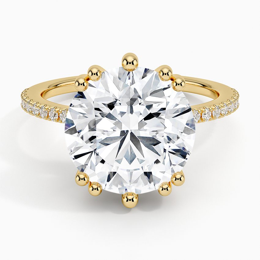 Luxe Kalina Hidden Halo Diamond Ring Yellow Gold 18k Round Engagement Ring