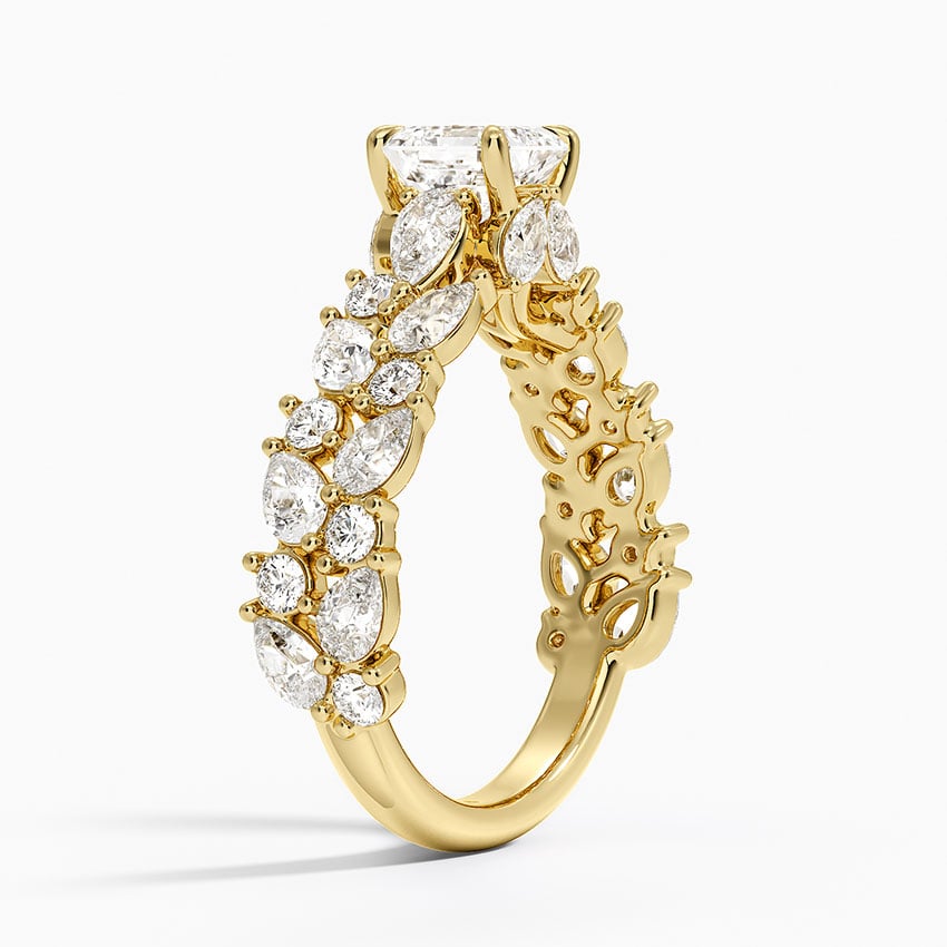 Olivetta Double Row Diamond Ring (2 1/2 ct. tw.) Yellow Gold 18k Asscher Engagement Ring