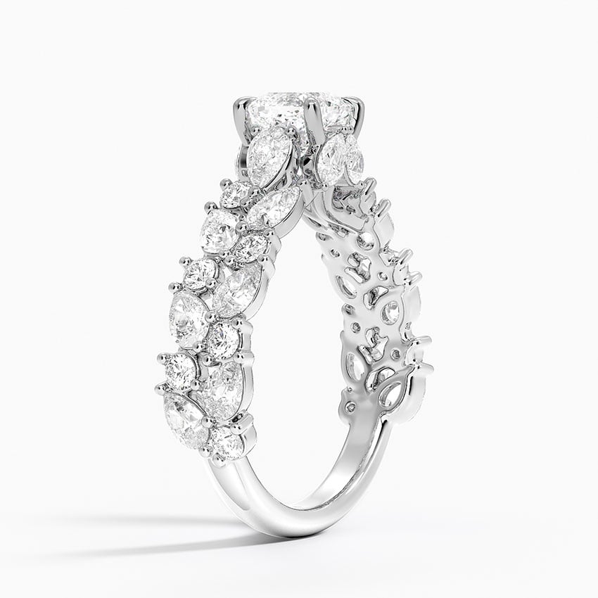 Olivetta Double Row Diamond Ring (2 1/2 ct. tw.) Platinum Cushion Engagement Ring