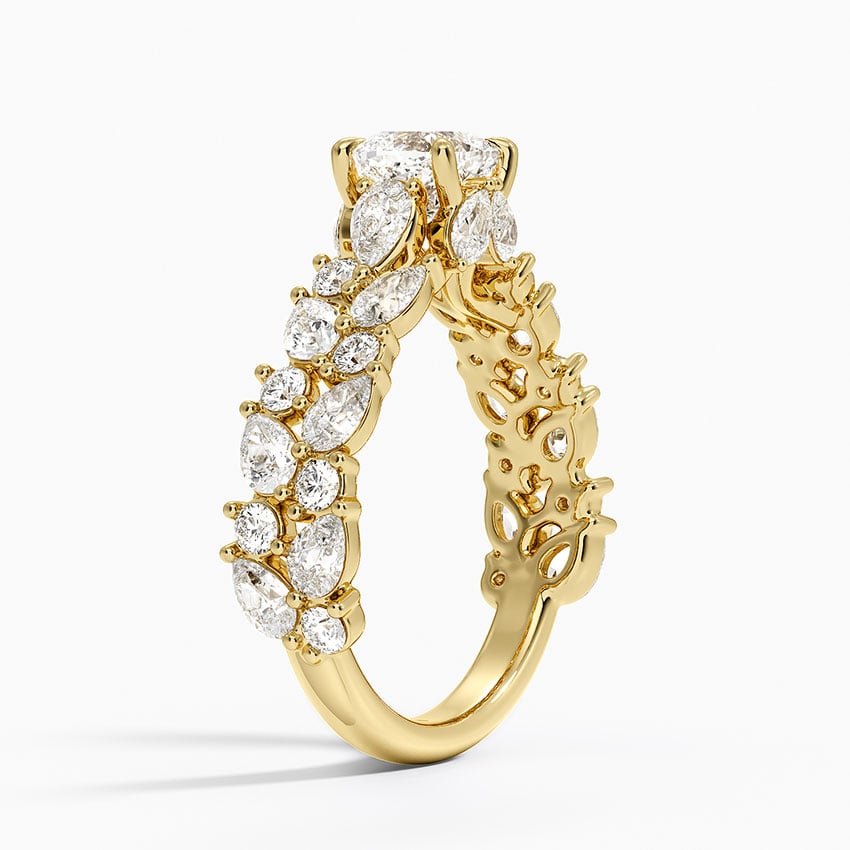 Olivetta Double Row Diamond Ring (2 1/2 ct. tw.) Yellow Gold 18k Cushion Engagement Ring