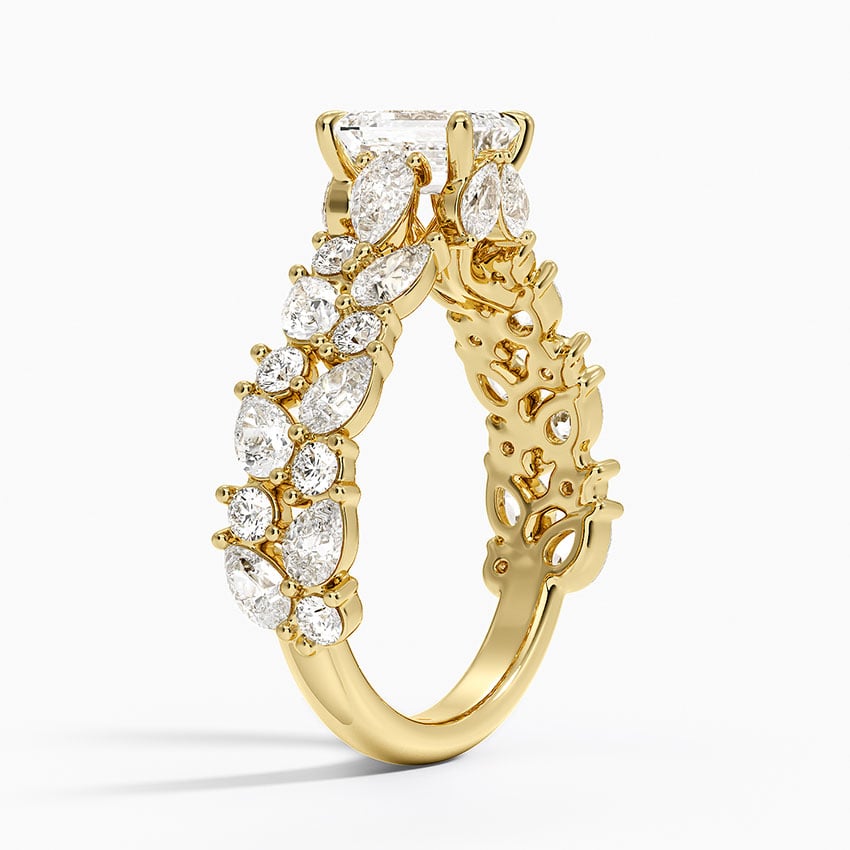 Olivetta Double Row Diamond Ring (2 1/2 ct. tw.) Yellow Gold 18k Emerald Engagement Ring