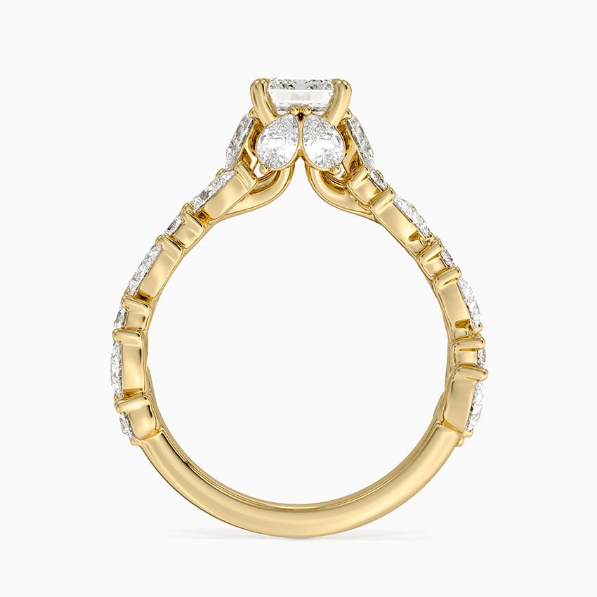 Olivetta Double Row Diamond Ring (2 1/2 ct. tw.) Yellow Gold 18k Emerald Engagement Ring