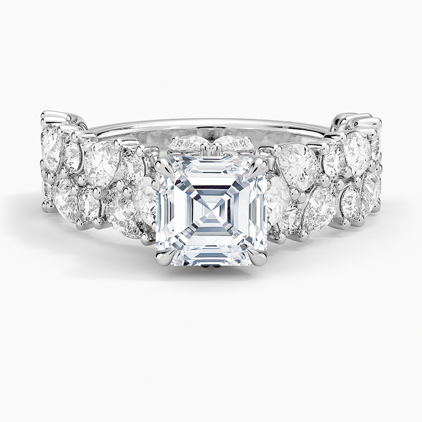 Olivetta Double Row Diamond Ring (2 1/2 ct. tw.) Platinum Asscher Engagement Ring