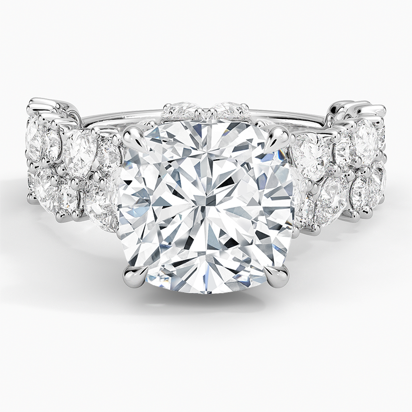 Olivetta Double Row Diamond Ring (2 1/2 ct. tw.) Platinum Cushion Engagement Ring