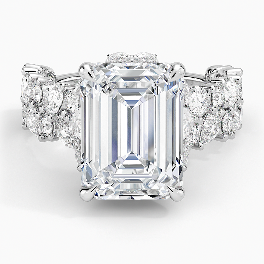 Olivetta Double Row Diamond Ring (2 1/2 ct. tw.) Platinum Emerald Engagement Ring