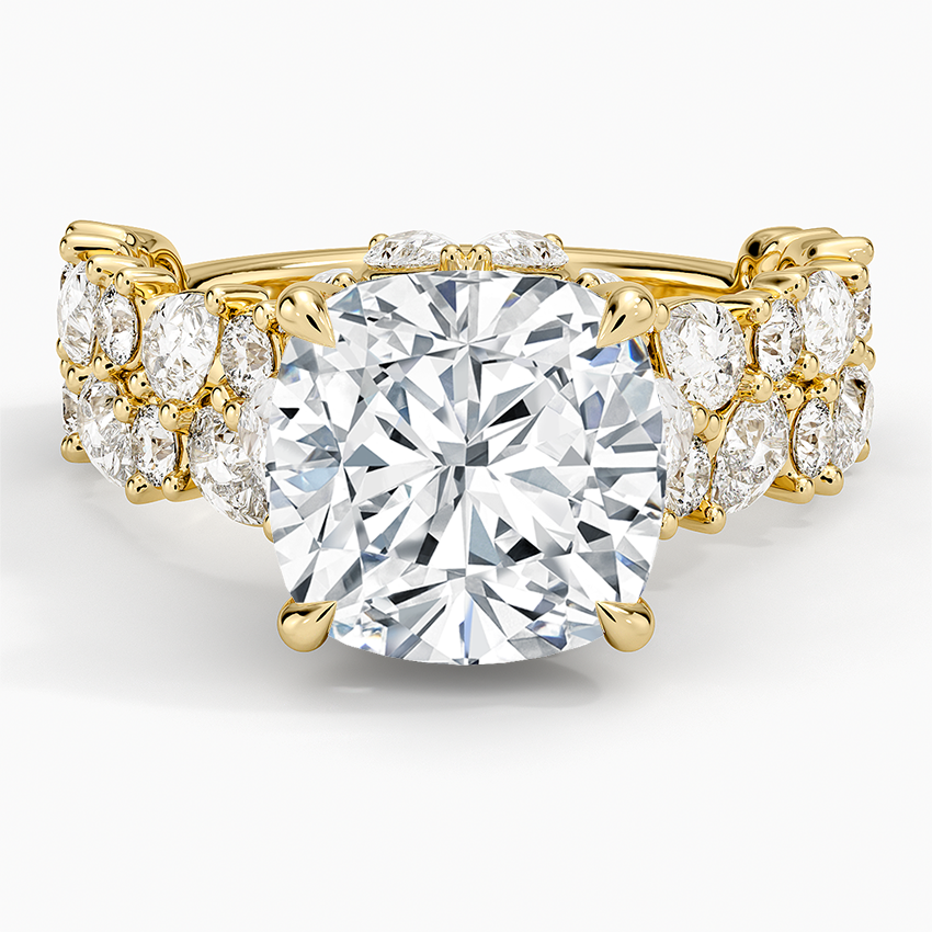 Olivetta Double Row Diamond Ring (2 1/2 ct. tw.) Yellow Gold 18k Cushion Engagement Ring