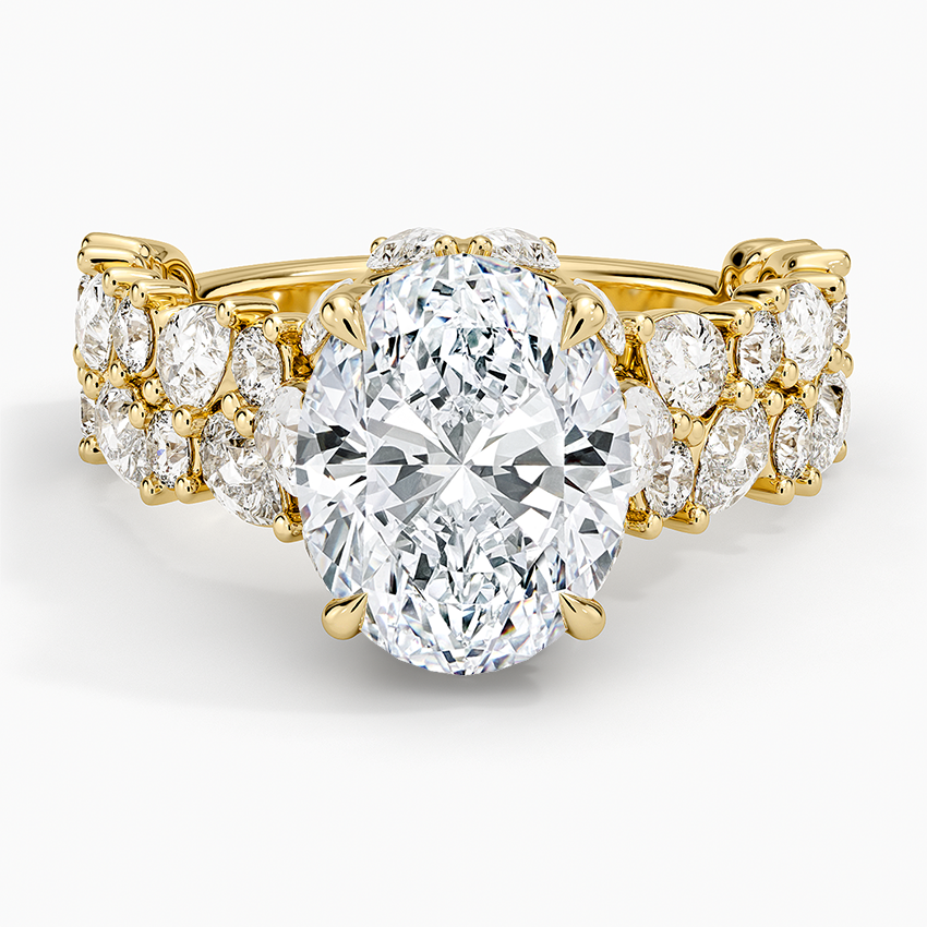 Olivetta Double Row Diamond Ring (2 1/2 ct. tw.) Yellow Gold 18k Oval Engagement Ring
