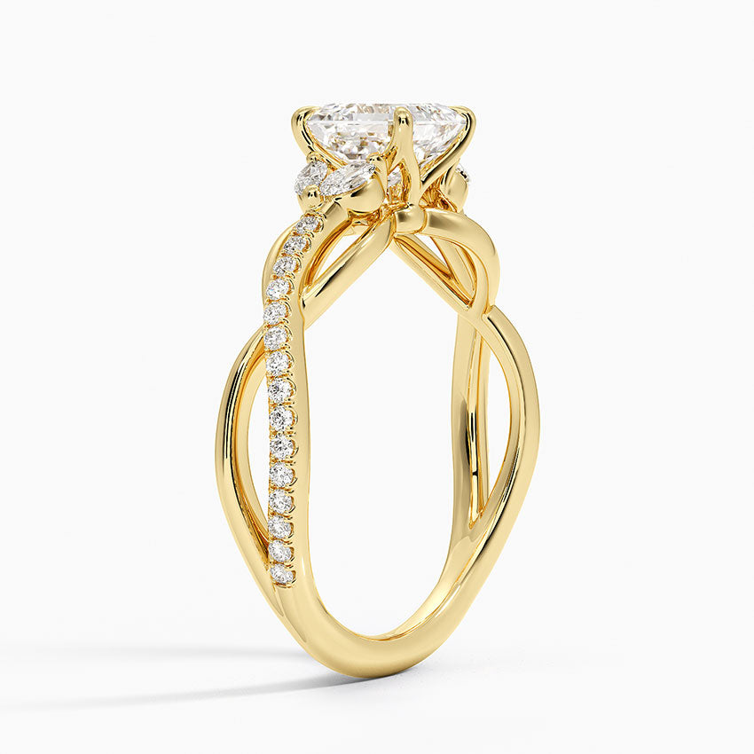 Garland Diamond Ring Yellow Gold 18k Asscher Engagement Ring