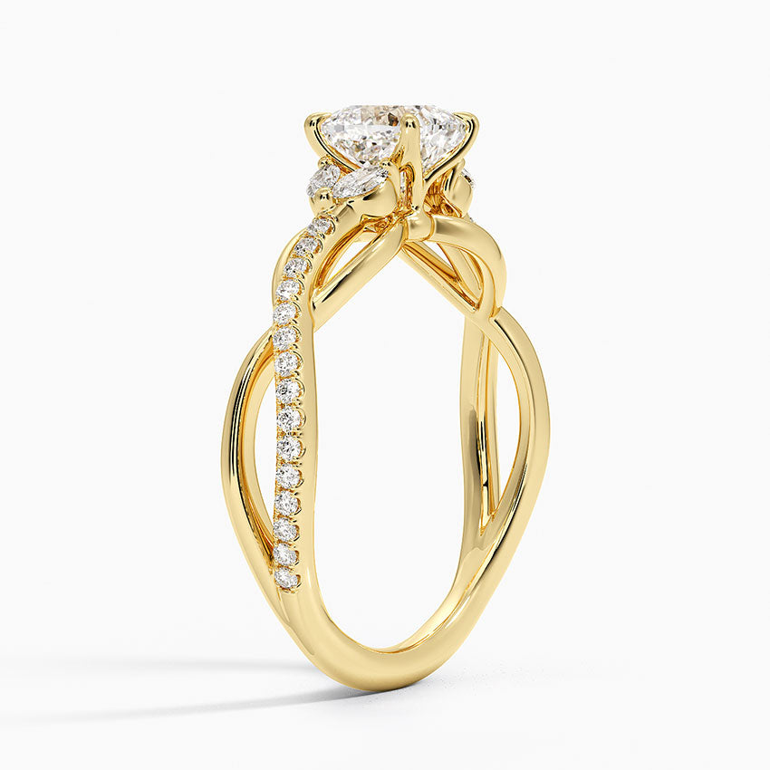 Garland Diamond Ring Yellow Gold 18k Cushion Engagement Ring