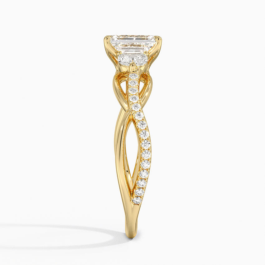 Garland Diamond Ring Yellow Gold 18k Emerald Engagement Ring