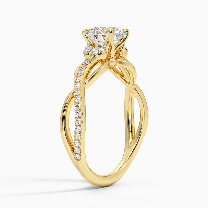 Garland Diamond Ring Yellow Gold 18k Round Engagement Ring