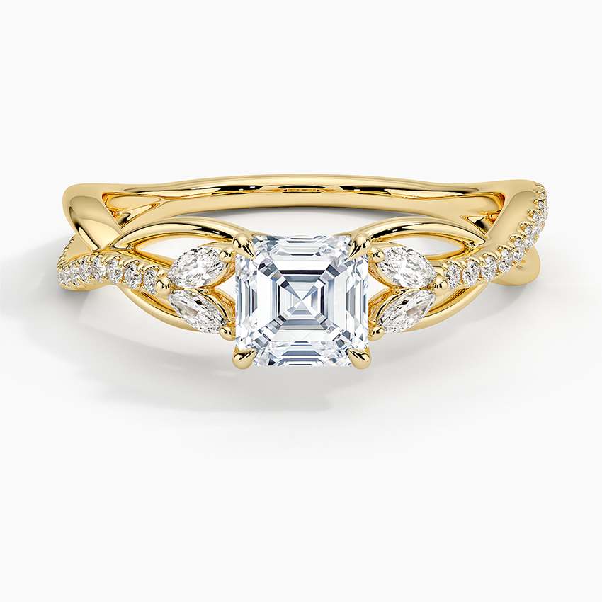 Garland Diamond Ring Yellow Gold 18k Asscher Engagement Ring
