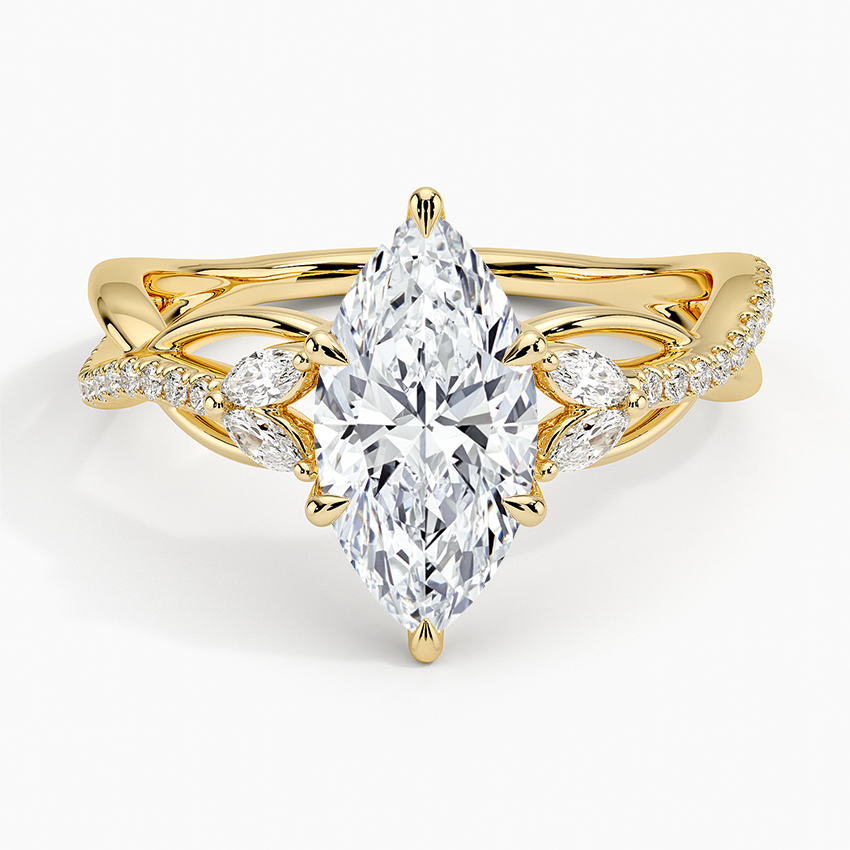 Garland Diamond Ring Yellow Gold 18k Marquise Engagement Ring