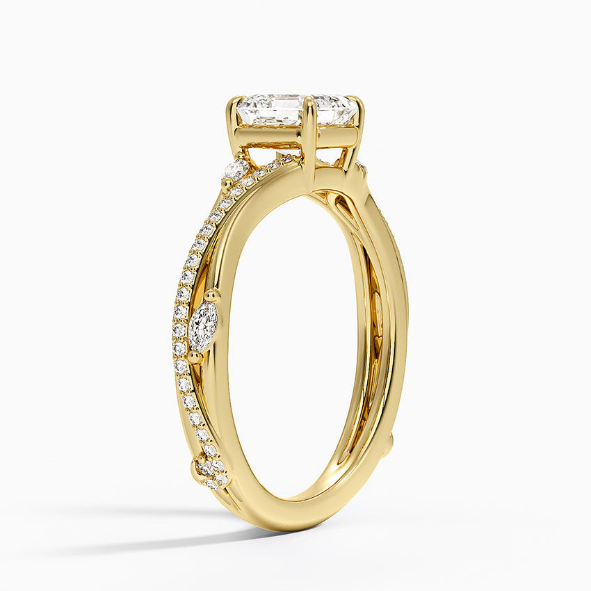 Begonia Vine Diamond Ring (1/4 ct. tw.) Yellow Gold 18k Asscher Engagement Ring