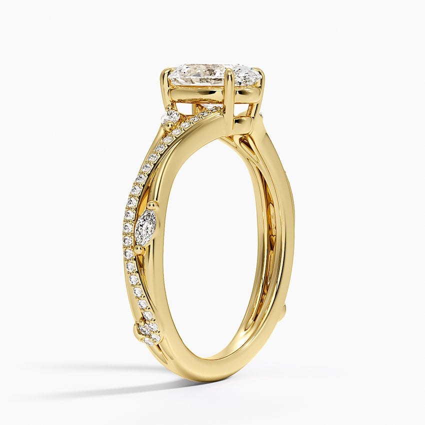 Begonia Vine Diamond Ring (1/4 ct. tw.) Yellow Gold 18k Oval Engagement Ring