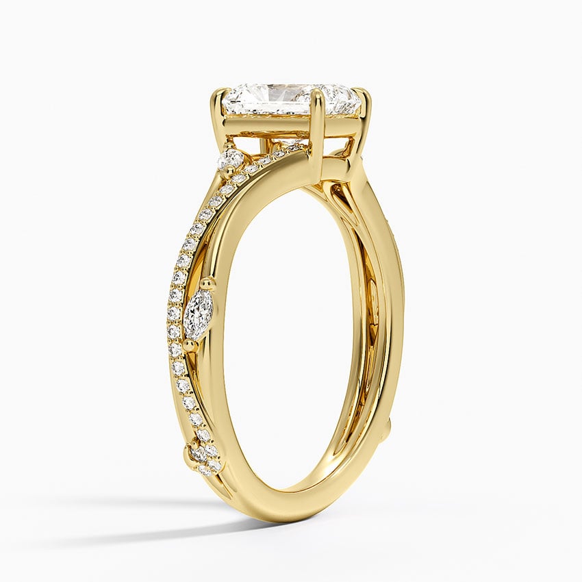 Begonia Vine Diamond Ring (1/4 ct. tw.) Yellow Gold 18k Radiant Engagement Ring