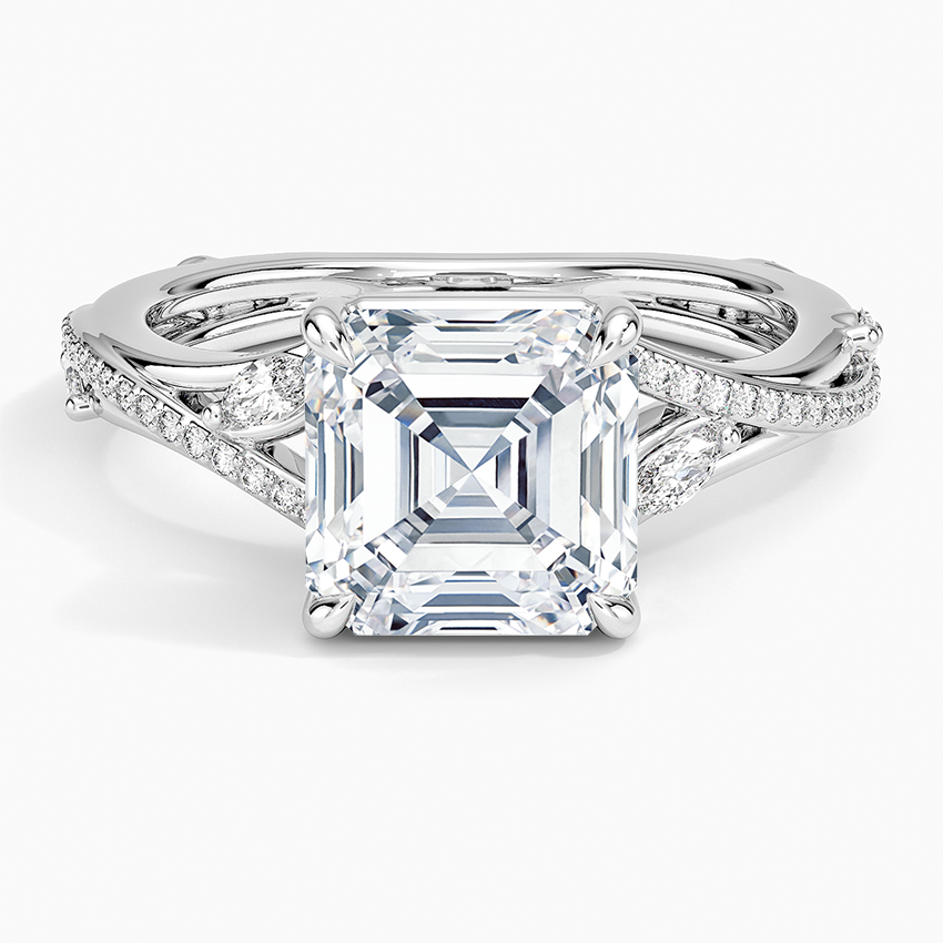 Begonia Vine Diamond Ring (1/4 ct. tw.) Platinum Asscher Engagement Ring