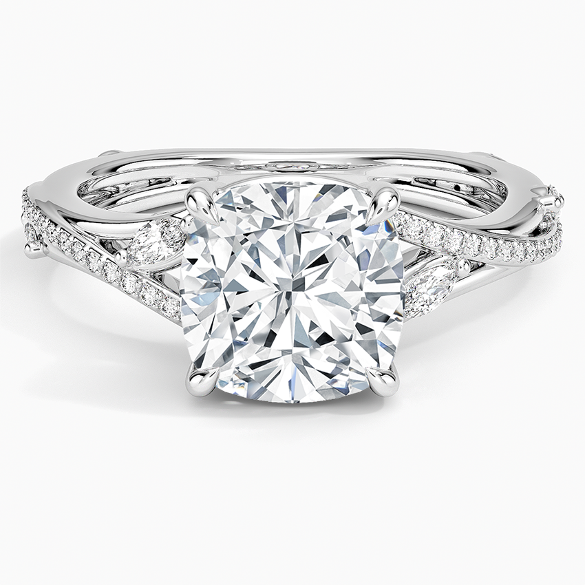 Begonia Vine Diamond Ring (1/4 ct. tw.) Platinum Cushion Engagement Ring