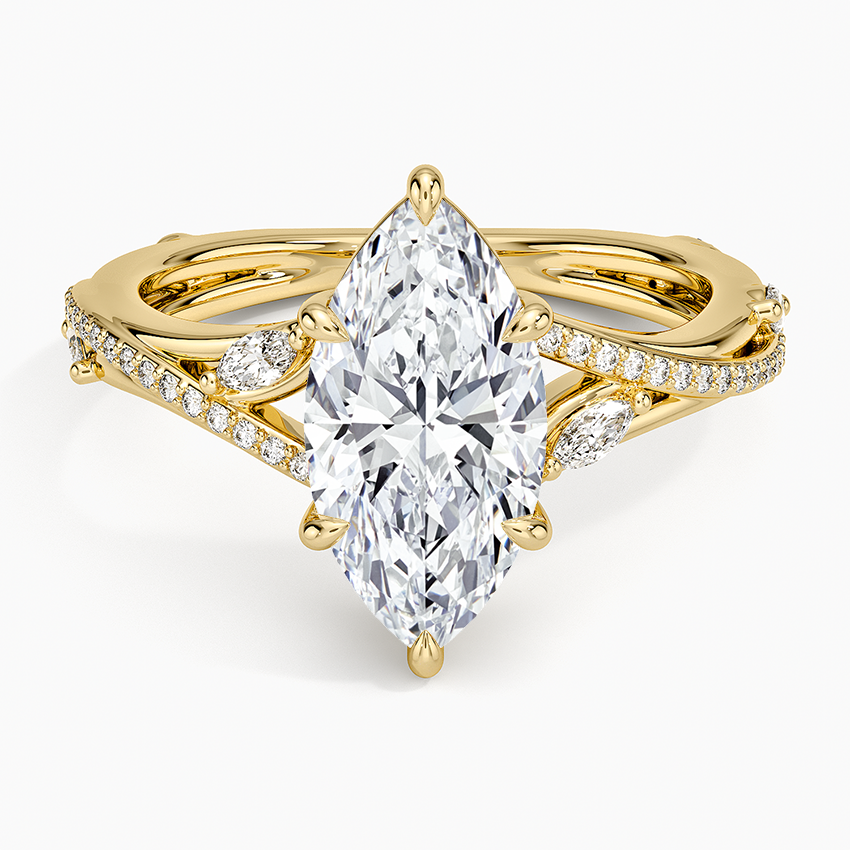 Begonia Vine Diamond Ring (1/4 ct. tw.) Yellow Gold 18k Marquise Engagement Ring