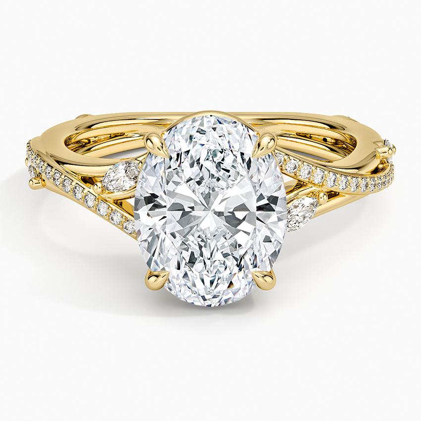 Begonia Vine Diamond Ring (1/4 ct. tw.) Yellow Gold 18k Oval Engagement Ring