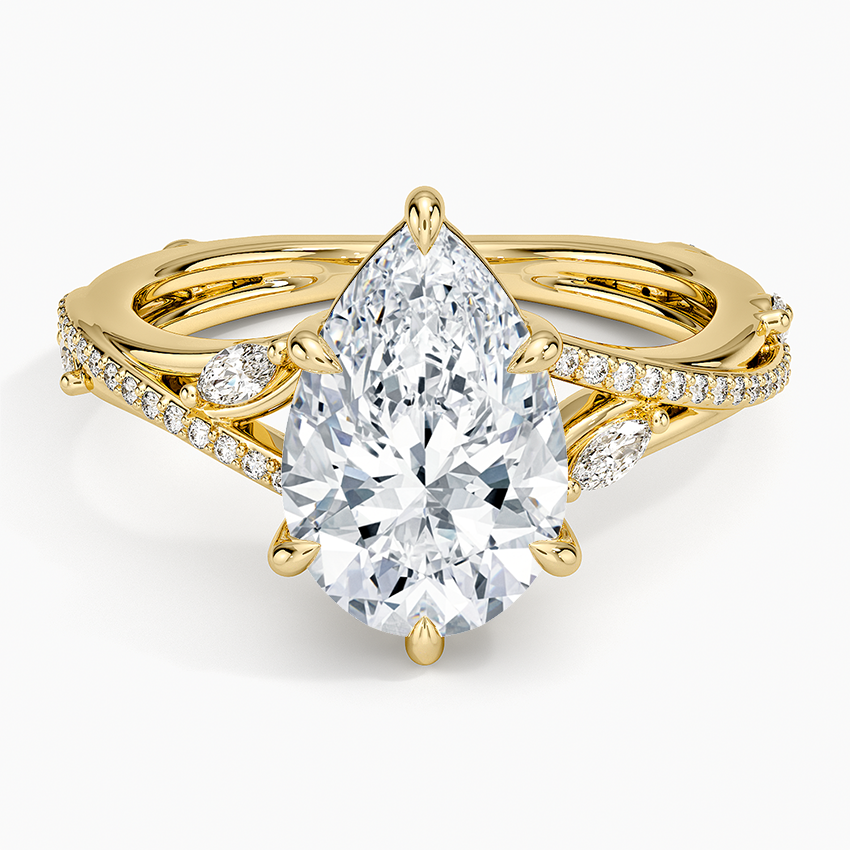 Begonia Vine Diamond Ring (1/4 ct. tw.) Yellow Gold 18k Pear Engagement Ring