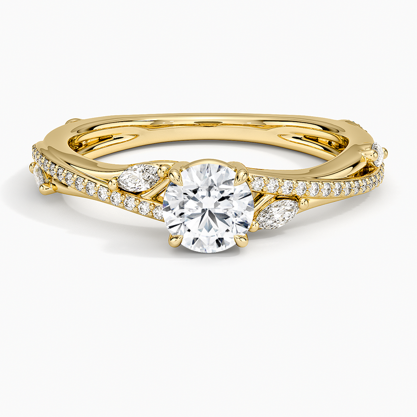Begonia Vine Diamond Ring (1/4 ct. tw.) Yellow Gold 18k Round Engagement Ring