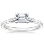 East West Tapered Baguette Diamond Engagement Ring 18K White Gold EM