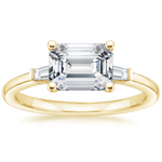 East West Tapered Baguette Diamond Engagement Ring 18K Yellow Gold EM