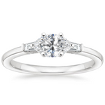 East West Tapered Baguette Diamond Engagement Ring 18K White Gold MQ