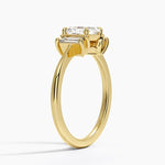 Vertical Baguette Three Stone Diamond Ring Yellow Gold 18k Asscher Engagement Ring