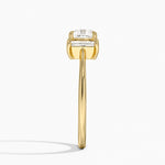 Vertical Baguette Three Stone Diamond Ring Yellow Gold 18k Cushion Engagement Ring