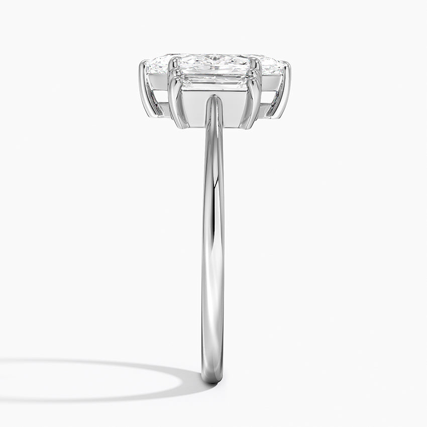 Vertical Baguette Three Stone Diamond Ring Platinum Marquise Engagement Ring