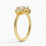 Vertical Baguette Three Stone Diamond Ring Yellow Gold 18k Pear Engagement Ring