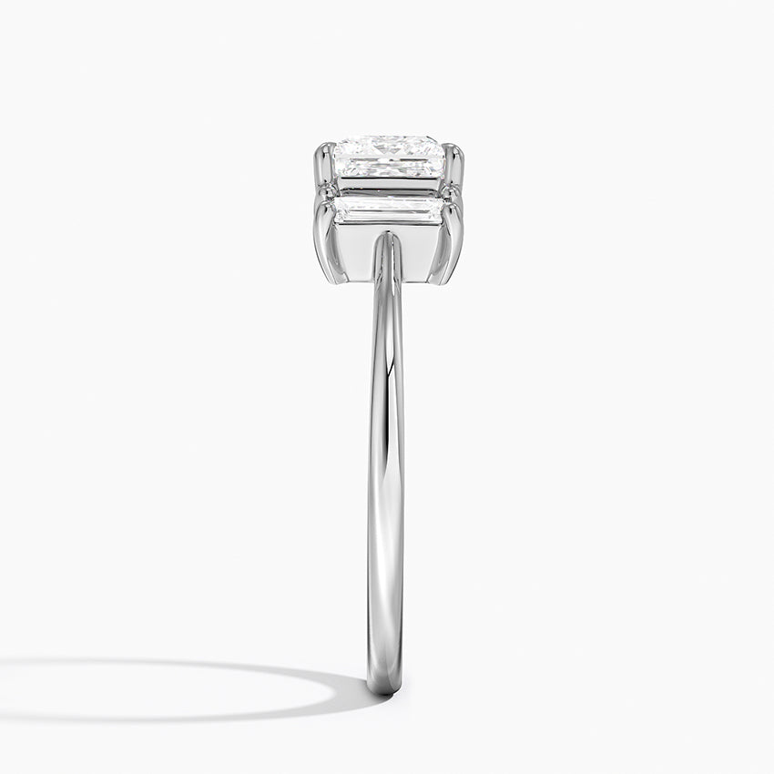 Vertical Baguette Three Stone Diamond Ring Platinum Princess Engagement Ring